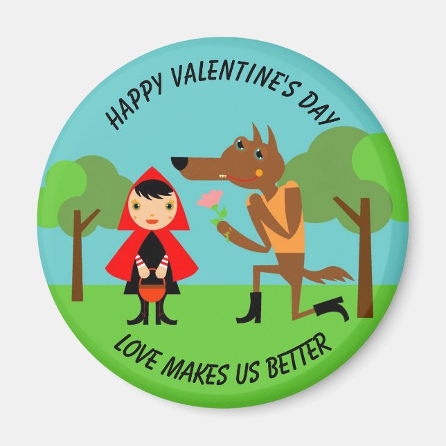 Imán Felices niños del Día de San Valentín (Frente)