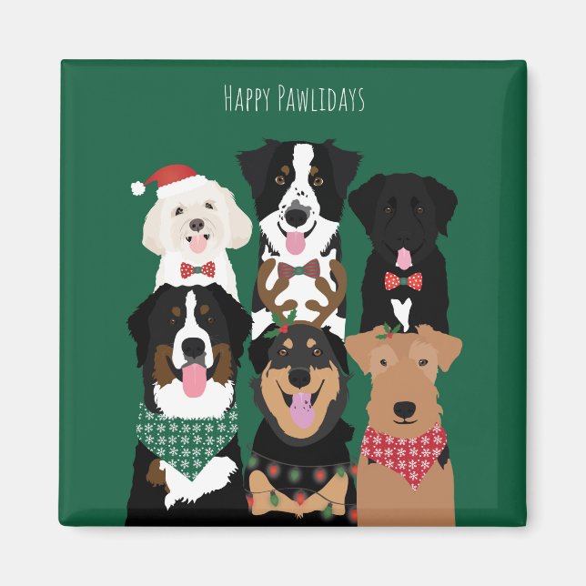 Imán Felices Pawlidays Cute Navidades (Frente)