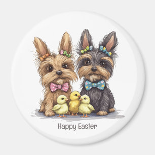 Imán Felices Perros Terrier de Yorkshire en Pascua