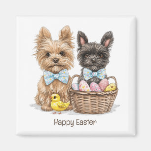 Imán Felices Perros Terrier de Yorkshire en Pascua