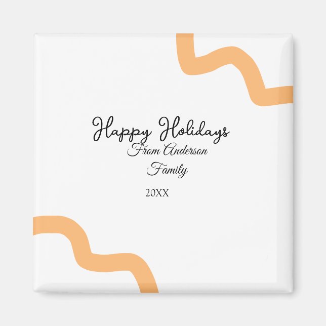 Imán Felices vacaciones naranja negro nombre fecha año  (Frente)