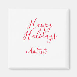 Imán Felices vacaciones Navidades caligrafía roja simpl