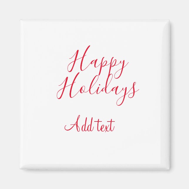 Imán Felices vacaciones Navidades caligrafía roja simpl (Frente)