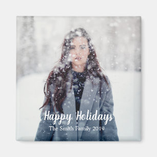 Imán Felices vacaciones Navidades de Personalizable