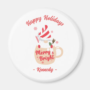 Imán Felices vacaciones - Pink Mug Hot Cocoa Merry & Br