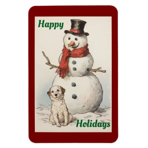 Imán Felices vacaciones Snowman Flexible Photo Magnet