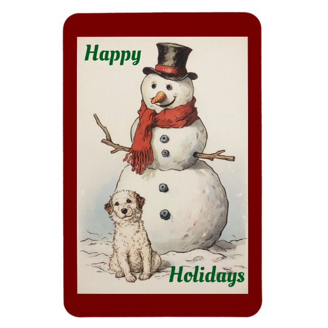 Imán Felices vacaciones Snowman Flexible Photo Magnet (Vertical)