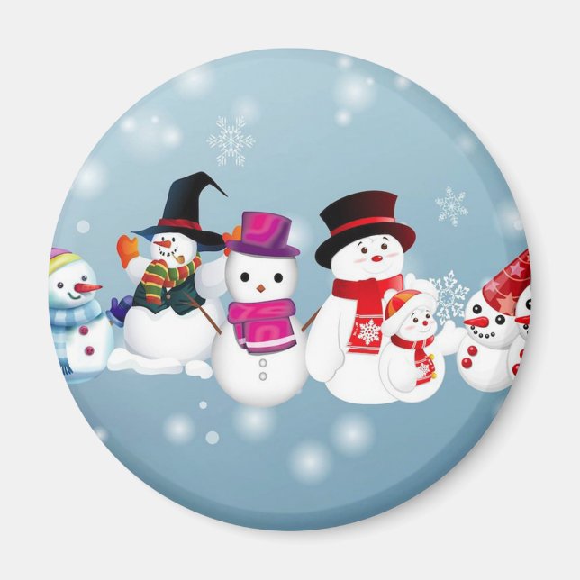 Imán Felices vacaciones Snowmen (Frente)