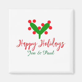 Imán Felices vacaciones verde pareja roja nombre hoja v