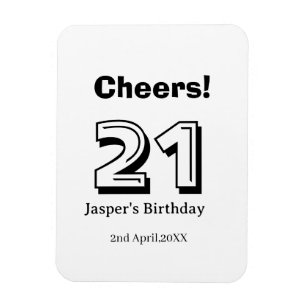 Imán Felicidades 21 cumpleaños letra negrita nombre chi
