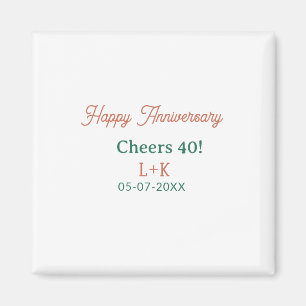 Imán Felicidades 40 aniversario feliz naranja verde nom