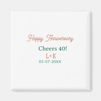 Imán Felicidades 40 aniversario feliz naranja verde nom