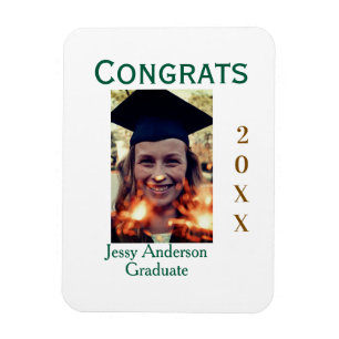 Imán Felicidades graduado verde dorado año 20XX nombres