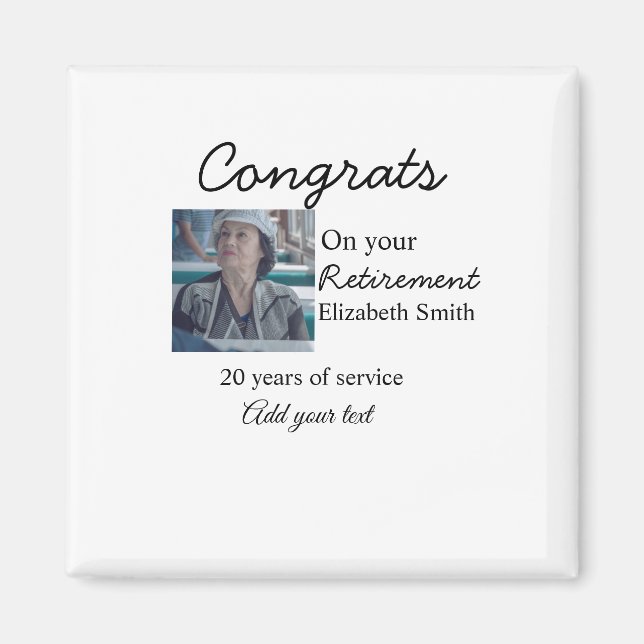 Imán Felicidades por tu retiro añada fecha de foto (Frente)