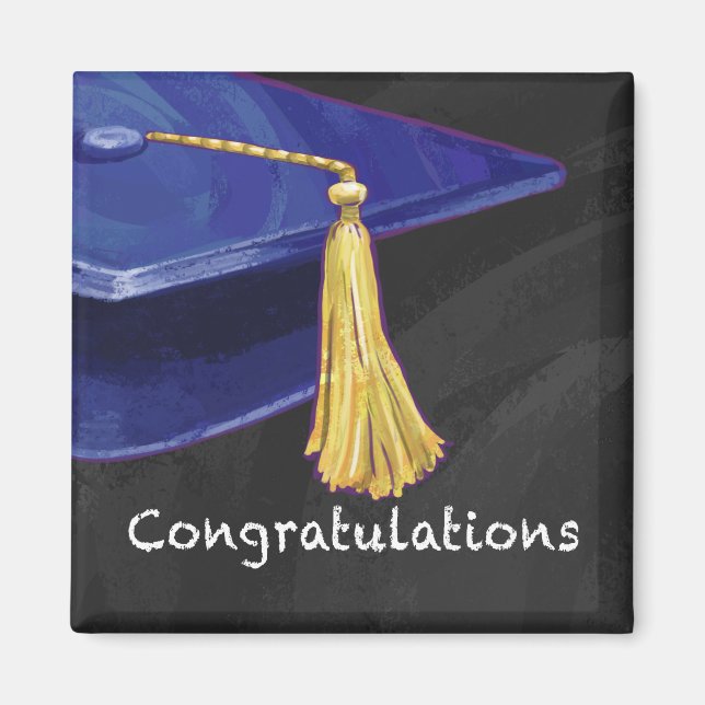 Imán Felicitaciones azul y negro (Frente)