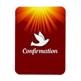 Imán Felicitaciones Confirmación Paloma con Dorado/Rojo