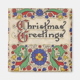 Imán Felicitaciones de Navidad Vintage con borde decora