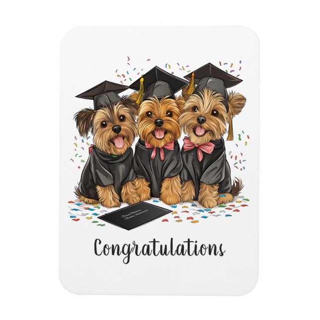 Imán Felicitaciones Graduación de Perros Terrier de Yor (Vertical)