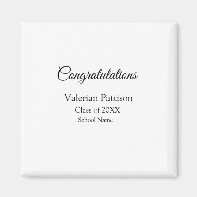 Imán Felicitaciones graduado agregar nombre de escuela  (Frente)