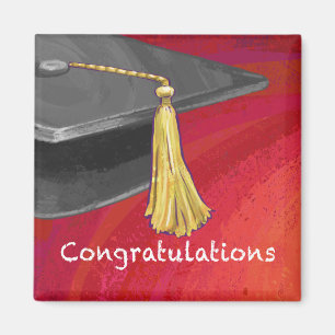 Imán Felicitaciones Graduate Black and Red