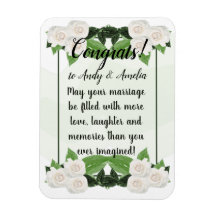 Felicitaciones Mejor Deseos Rosas Blancas Magnet