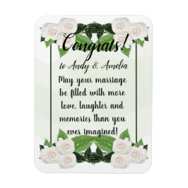 Imán Felicitaciones Mejor Deseos Rosas Blancas Magnet