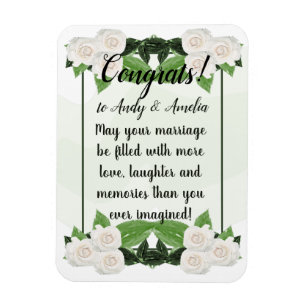 Imán Felicitaciones Mejor Deseos Rosas Blancas Magnet