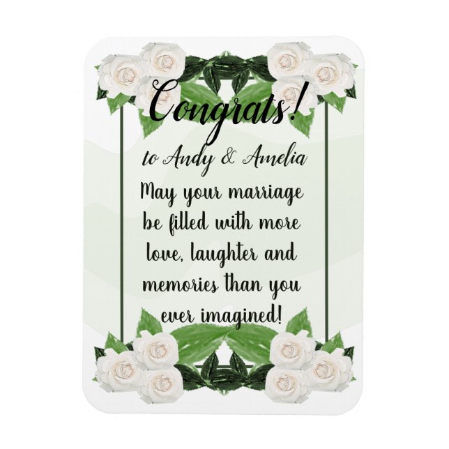 Imán Felicitaciones Mejor Deseos Rosas Blancas Magnet (Vertical)