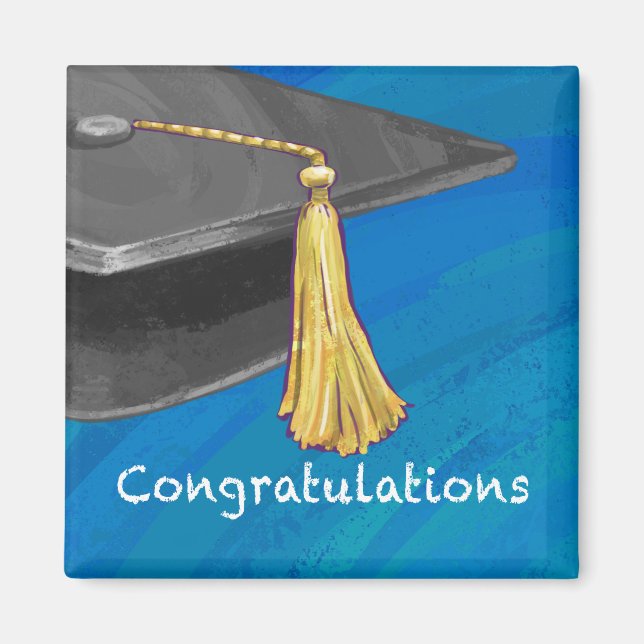 Imán Felicitaciones Negro y Azul (Frente)