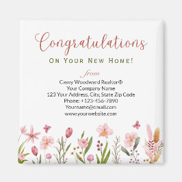 Imán Felicitaciones personalizadas Realtor Floral