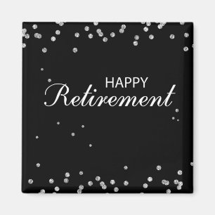 Imán Felicitaciones por retiro negro con chispa de plat