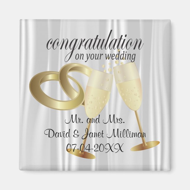 Imán Felicitaciones por tu día de boda (Frente)