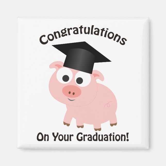 Imán ¡Felicitaciones por tu graduación! Cerdo (Frente)