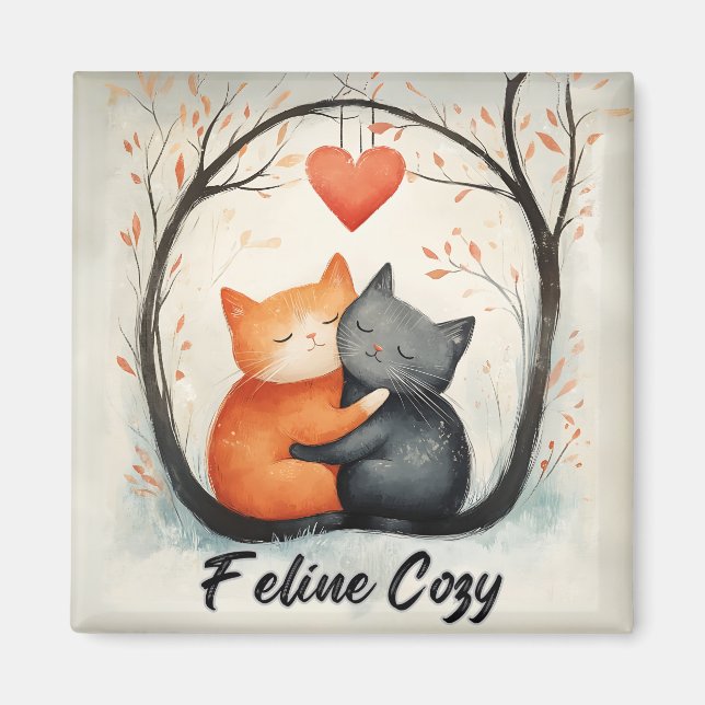Imán Feline Cosy Snuggly Gats Kitten Love Art (Frente)