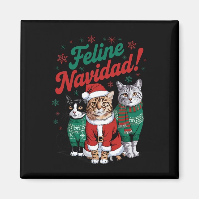 Imán Feline Navidad Gracioso gato Navidad navidades Sa (Frente)