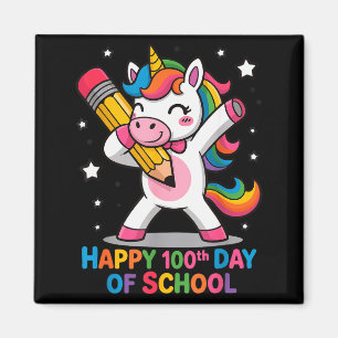 Imán Feliz 100º día de escuela linda mujer unicornio ar