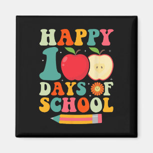 Imán Feliz 100.º Día De Escuela Maestra Niños Retro Gro