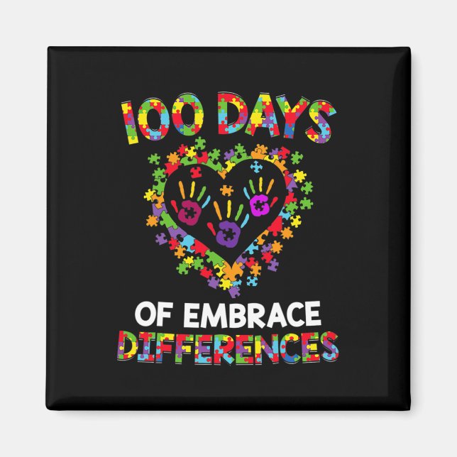Imán Feliz 100° Día 100 Días De Conciencia Del Autismo  (Frente)