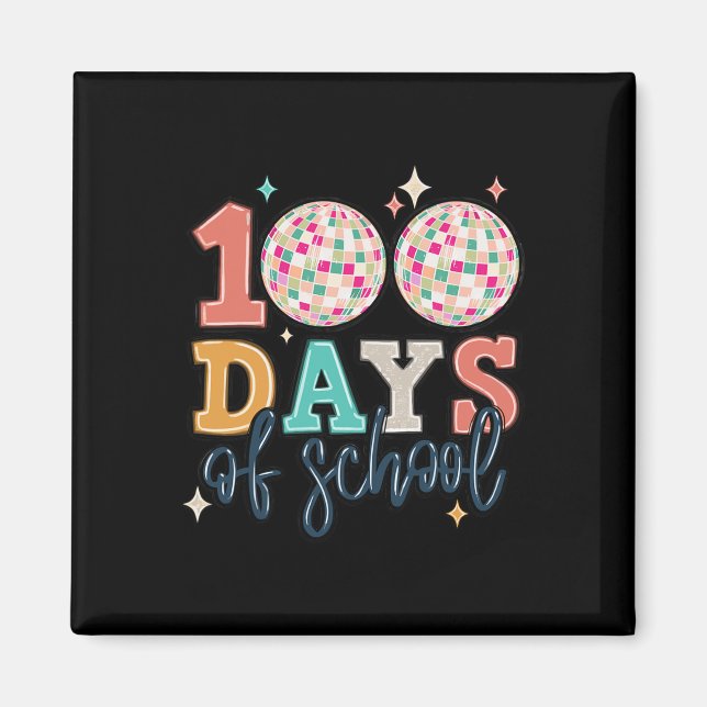 Imán Feliz 100° Día del Profesor Groovy Disco Bal (Frente)