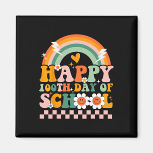 Imán Feliz 100 Días De Escuela Maestros Niños Retro Gro