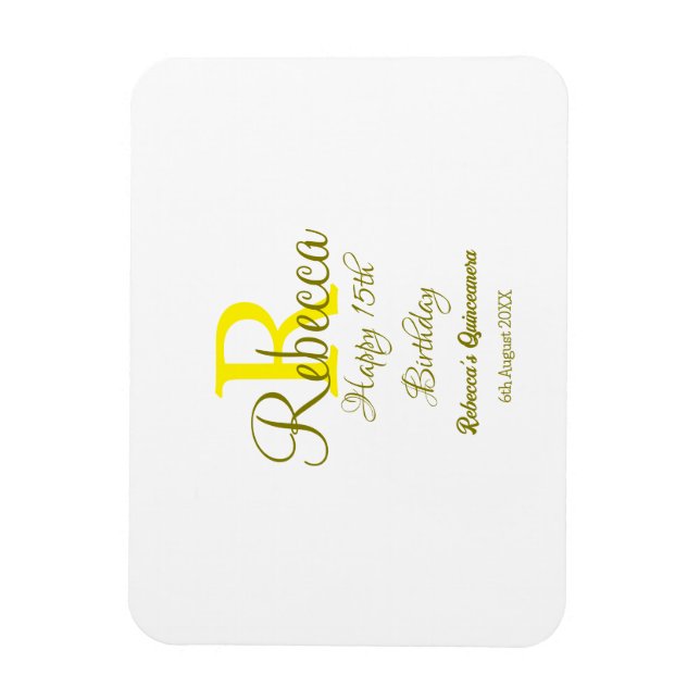 Imán Feliz 15º cumpleaños Moder de adición de nombre am (Vertical)