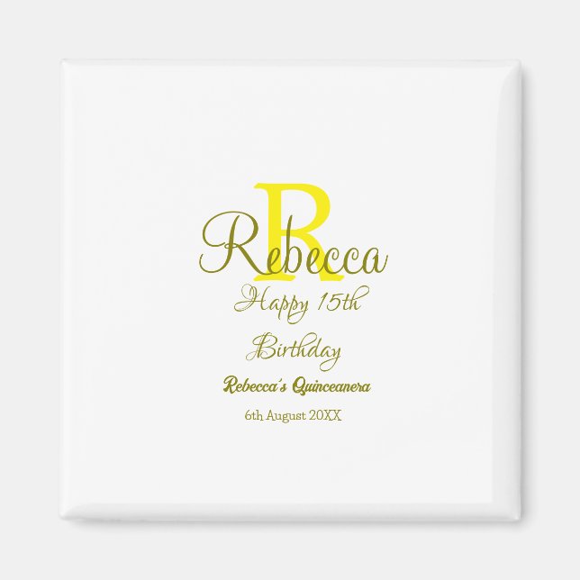 Imán Feliz 15º cumpleaños Moder de adición de nombre am (Frente)