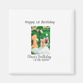 Imán Feliz 1° cumpleaños foto simple y elegante moda