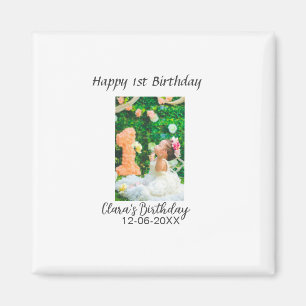 Imán Feliz 1° cumpleaños foto simple y elegante moda