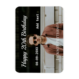 Imán Feliz 20 cumpleaños foto simple añadir nombre fech