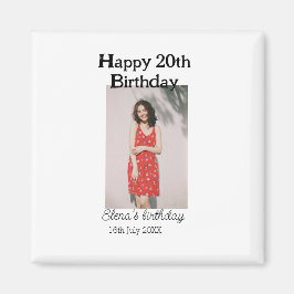 Imán Feliz 20 cumpleaños foto simple moderna mínima