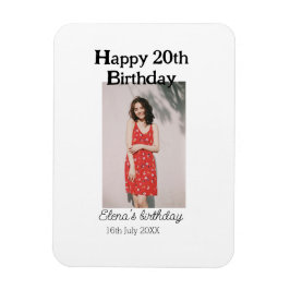 Imán Feliz 20 cumpleaños foto simple moderna mínima