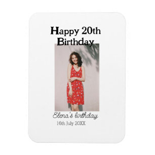 Imán Feliz 20 cumpleaños foto simple moderna mínima