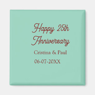 Imán Feliz 25 aniversario boho pastel verde malva retr