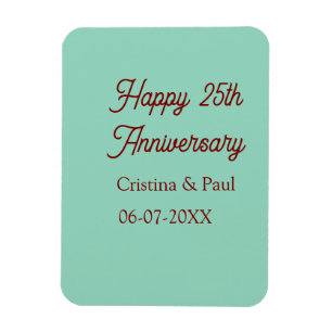Imán Feliz 25 aniversario verde pastel boho retró
